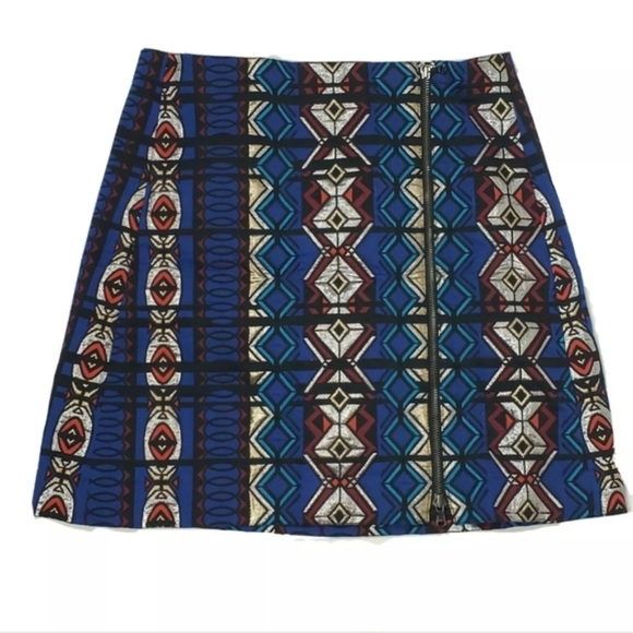 J. Crew Zip Windowpane Blue Jacquared Mini Skirt - Picture 4 of 8